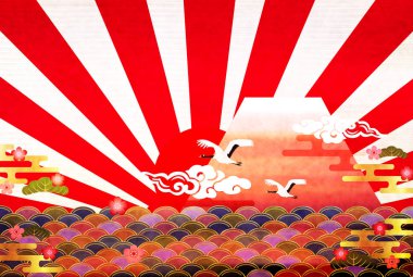 Fuji gündoğumu tebrik kartı arka plan