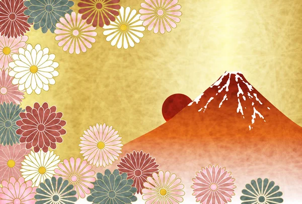 Fuji Sunrise Greeting Card Background — Stock Vector