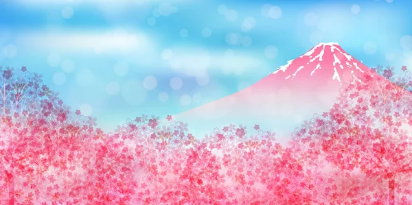 富士山樱花背景 — 图库矢量图片