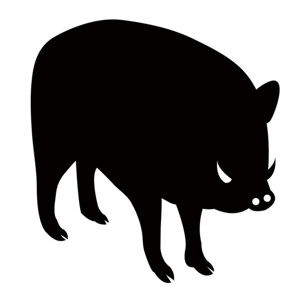 Wildschwein Neujahrskarte Silhouette Symbol — Stockvektor