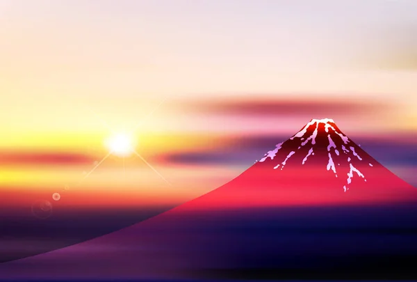 Fuji Lever Soleil Carte Voeux Fond — Image vectorielle