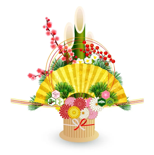 Kadomatsu Luckybird Neujahrskarte Symbol — Stockvektor