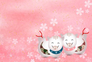 Yaban domuzu yeni yıl kartı Japon Kağıt arka plan