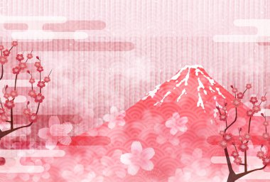 Fuji Japon Washi yılbaşı kartı arka plan