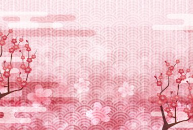 Yeni yıl kartı arka plan Sakura Japon kağıt
