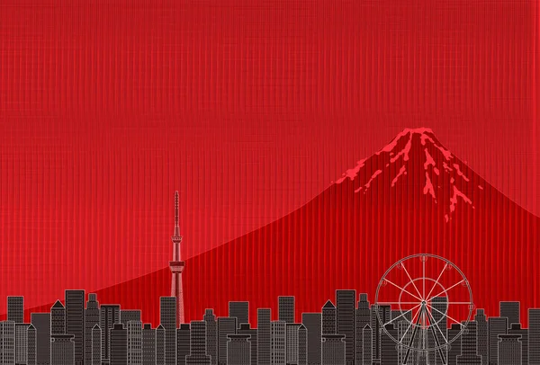 Fuji Japon Washi Yılbaşı Kartı Arka Plan — Stok Vektör