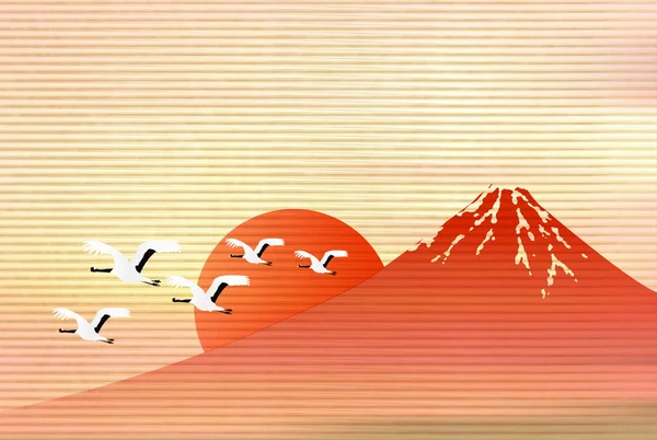 Japon Fuji Yılbaşı Kartı Arka Plan Kağıt — Stok Vektör