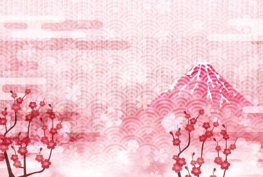 Fuji Japon Washi yılbaşı kartı arka plan