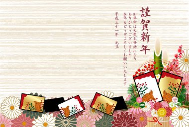 yaban domuzu yeni yıl kartı arka plan