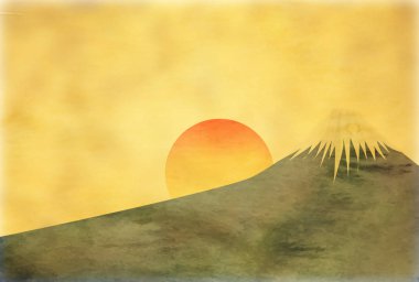 Fuji gündoğumu yeni yıl kartı arka plan