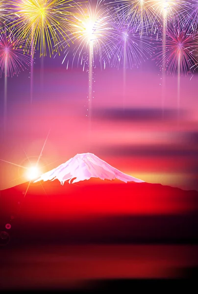 Fondo Tarjeta Año Nuevo Fuji Sunrise — Archivo Imágenes Vectoriales