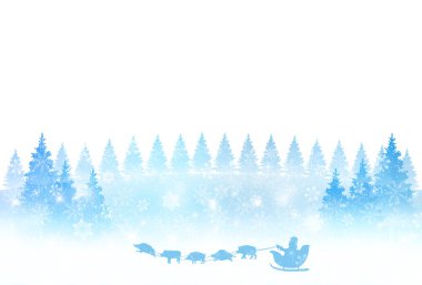 yaban domuzu yeni yıl kartı kış arka plan