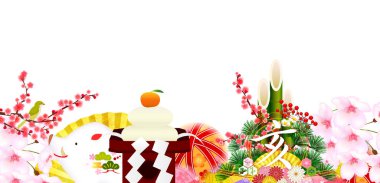 Yaban domuzu yeni yıl kartı Japon Kağıt arka plan