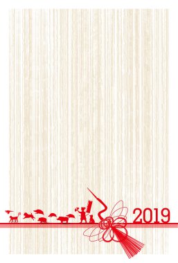 Yaban domuzu yeni yıl kartı Japon Kağıt arka plan