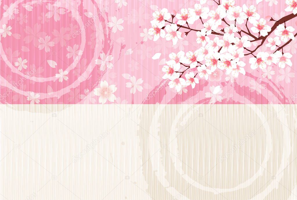Cherry blossoms flower New Year card background