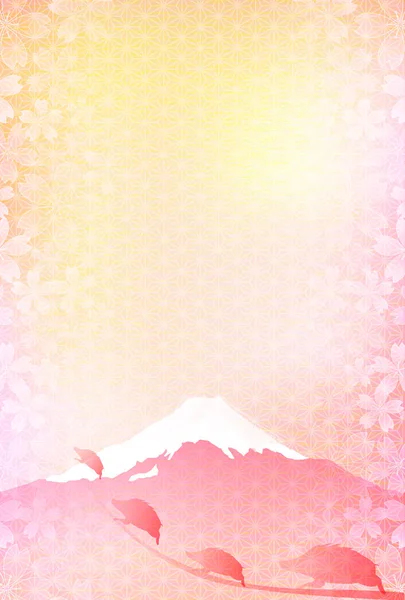 Zwijnen Nieuwjaar Kaart Fuji Achtergrond — Stockvector