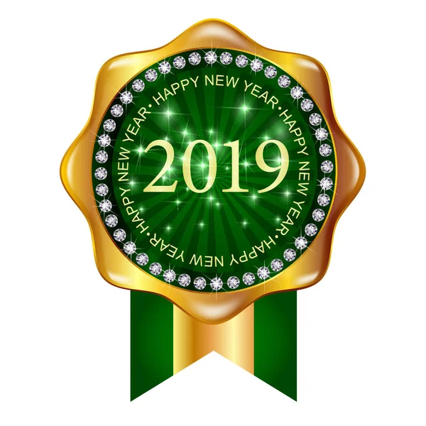 Icône Médaille Nouvel 2019 — Image vectorielle