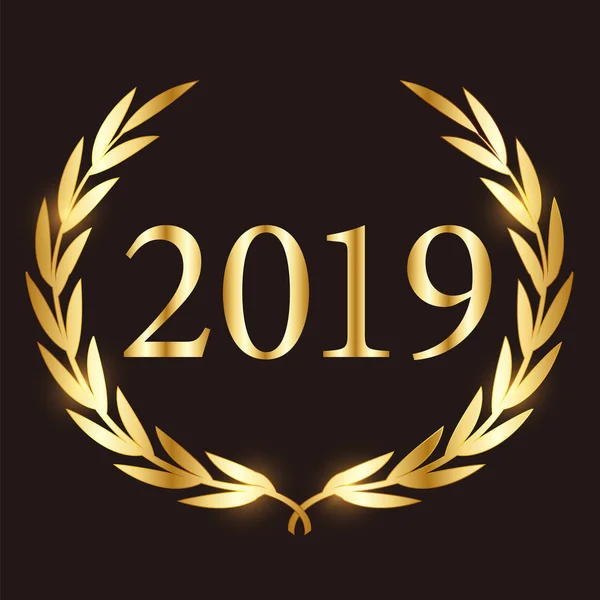 Icono Laurel Oro 2019 — Archivo Imágenes Vectoriales