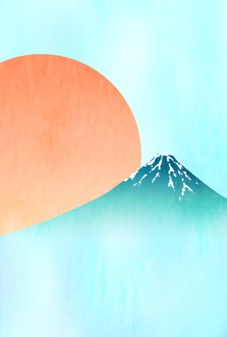 Fuji Japonca yeni yıl kartı arka plan kağıt