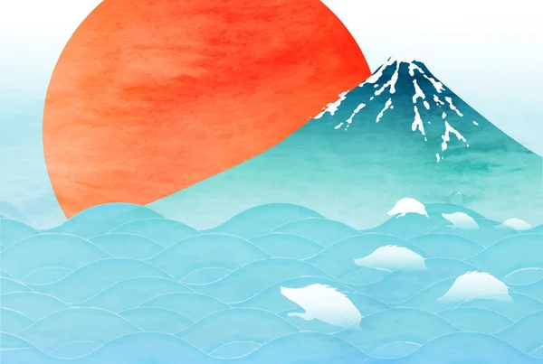 Dzika Karta Nowy Rok Fuji Tło — Wektor stockowy