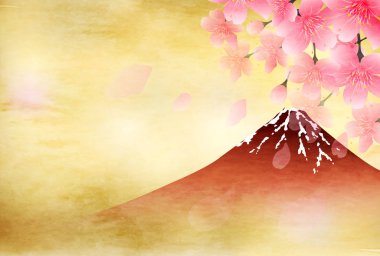 Fuji Japonca yeni yıl kartı arka plan kağıt