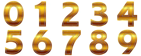 Siffror Tecken Guld Ikonen — Stock vektor