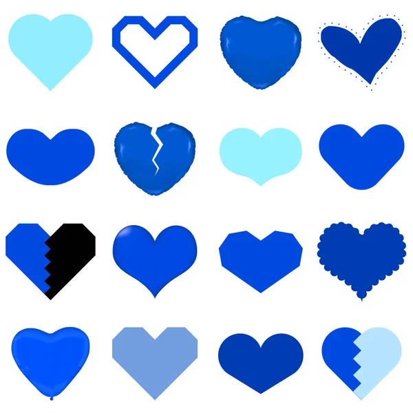 Corazón San Valentín Icono Azul — Vector de stock