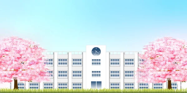 Cherry Blossom School Spring Background — Wektor stockowy