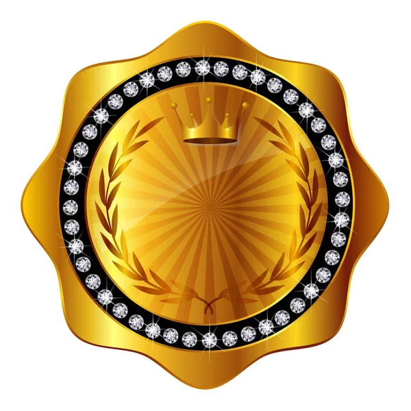 Medalha Coroa Ícone Laurel —  Vetores de Stock
