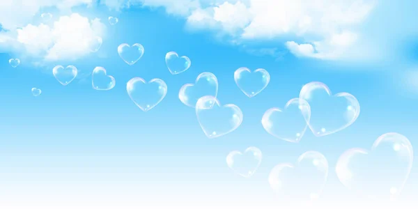 San Valentín Corazón Jabón Burbuja Fondo — Vector de stock