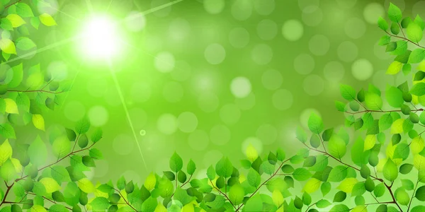 Νέο Πράσινο Φύλλο Πράσινο Φόντο — Διανυσματικό Αρχείο