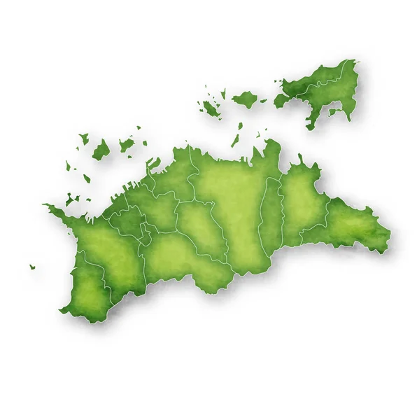 Kagawa Mapa Icono Verde — Archivo Imágenes Vectoriales