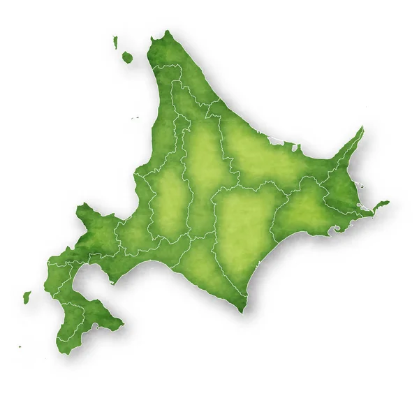 Hokkaido Karte Grünes Symbol — Stockvektor