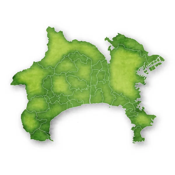 Kanagawa Mapa Ícone Verde — Vetor de Stock