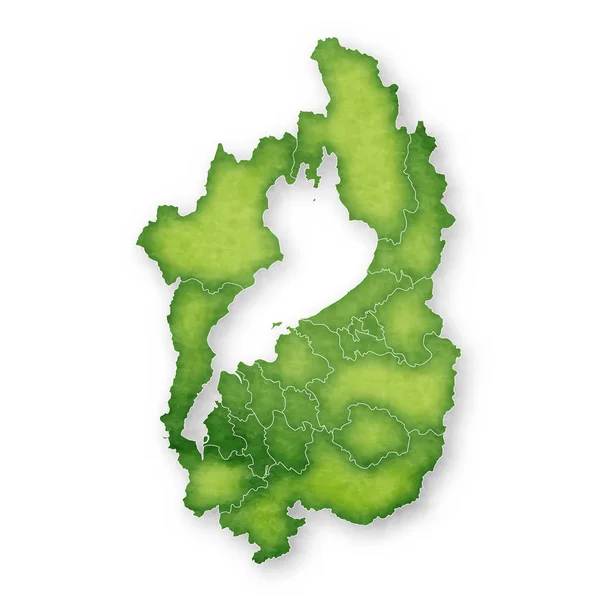 Shiga Mapa Ícone Verde — Vetor de Stock