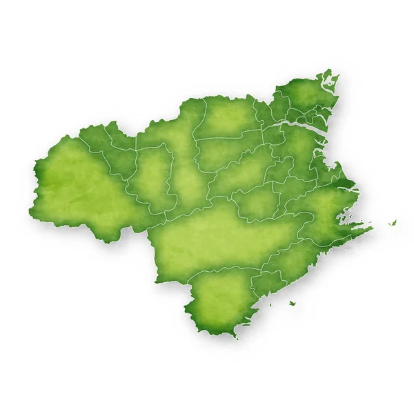 Tokušima Mapa Zelená Ikona — Stockový vektor