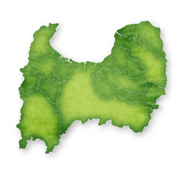 Toyama Mappa Icona Verde — Vettoriale Stock