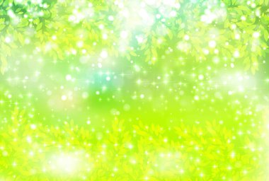 Taze yeşil yaprakları yeşil arka plan