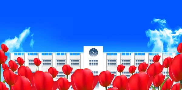 Tulpe Blume Schule Hintergrund — Stockvektor