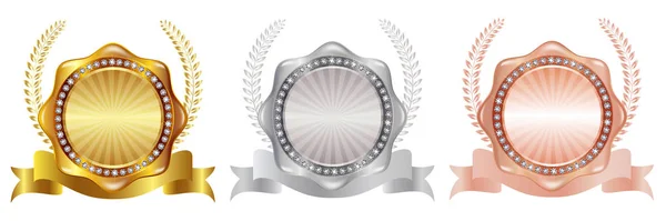 Medaile Zlatá Stříbrná Ikona — Stockový vektor