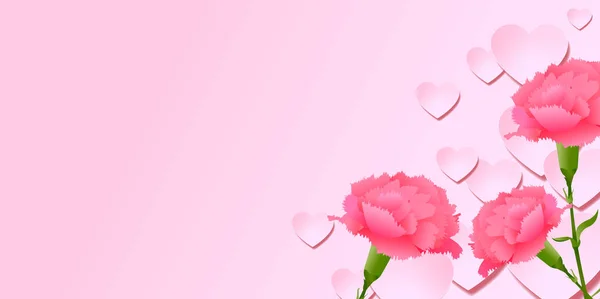 Día Madre Corazón Fondo Rosa — Vector de stock