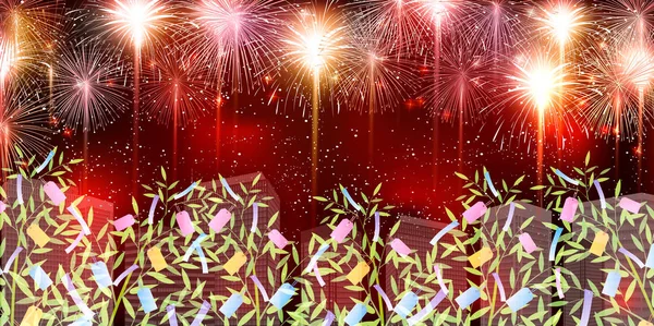 Tanabata Fireworks Summer Background — Stock Vector