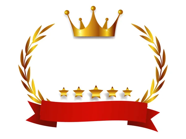 Goldene Krone Lorbeer Ikone — Stockvektor