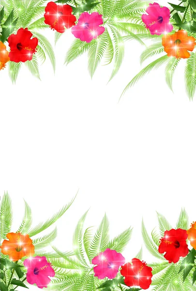 Hibiscus Palm Zomer Achtergrond — Stockvector