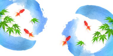 Yaz tebrik goldfish akçaağaç arka plan