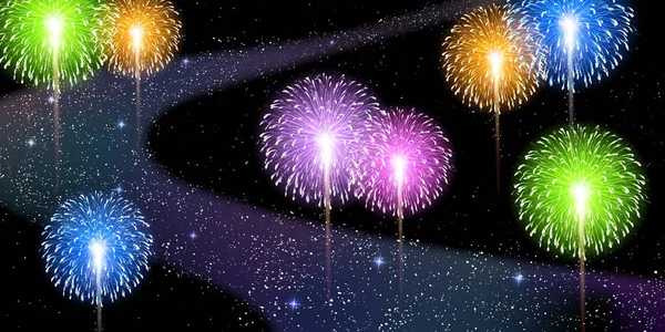 Feu Artifice Tanabata Voie Lactée Fond — Image vectorielle