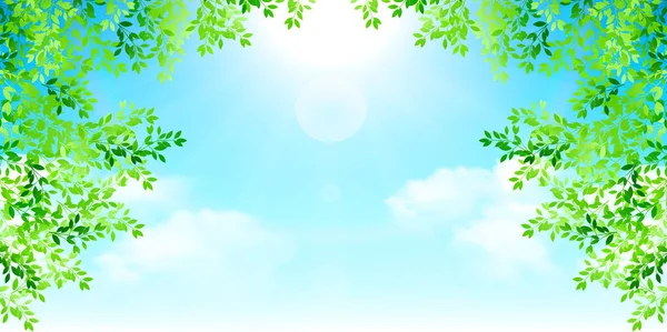天空清新的绿色景观背景 — 图库矢量图片