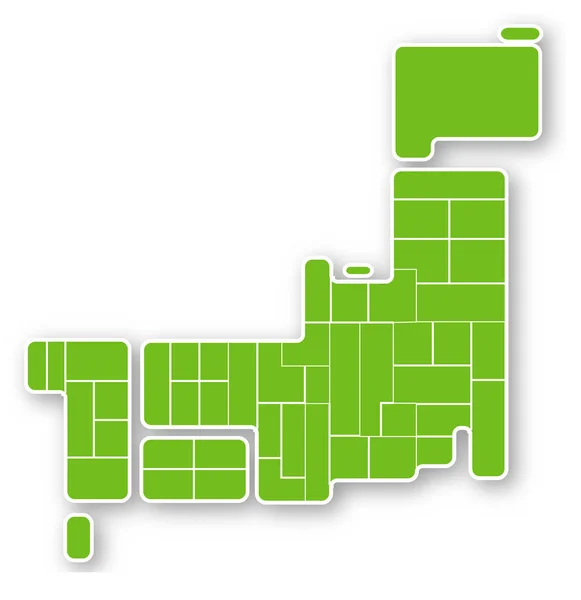 Giappone Mappa Icona Verde — Vettoriale Stock