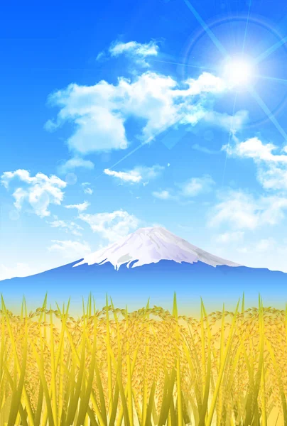 Fuji Ryż Jesień Tło — Wektor stockowy
