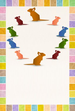 fare yeni yıl kartı Japon Kağıt arka plan